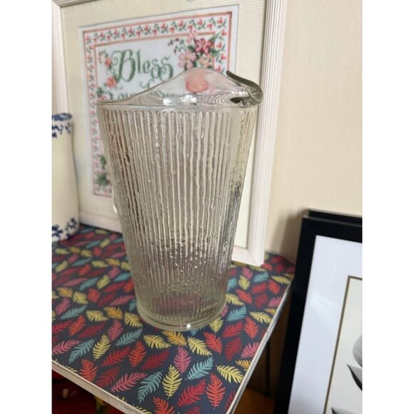 MCM Jeannette Glass Finlandia Pitcher & Tumbler Glass Tree Bark Icicle - Picture 4 of 6